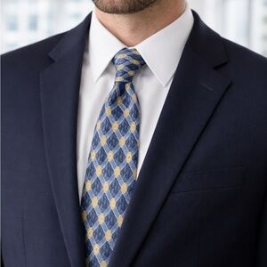 Perry Ellis Blue and Yellow Patterned Men's Tie